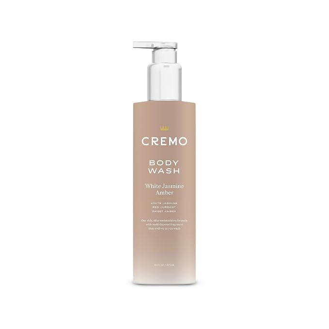 Cremo White Jasmine Amber Skin Moisturizing Body Wash for Women, Notes of White Jasmine, Red Currant, and Sweet Amber, 16 Fl Oz