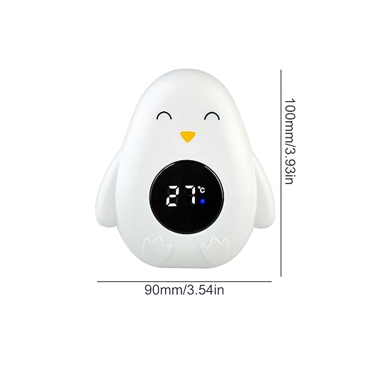 Baby Bath Thermometer, Digital Bath Thermometer, Cartoon Penguin Shape LED Display Temperature Tester, Bath Thermometer Baby Safety for Kids, Girls, Boys (White)