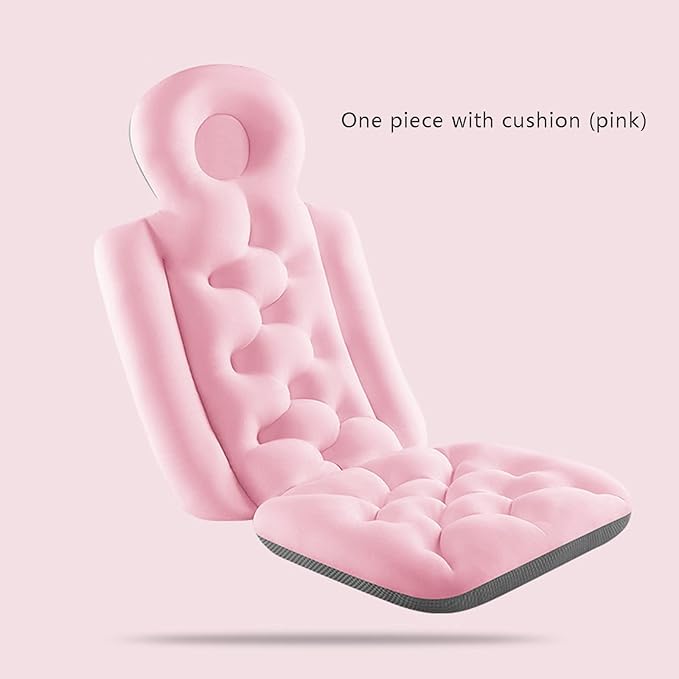 Full Body Bath Pillow, Bath Pillows for Tub, Tub Pillow for Bath Head and Neck Support Ergonomic Quick Dry Headrest Cushion Bath Accessories (Pink-93cm*40cm)