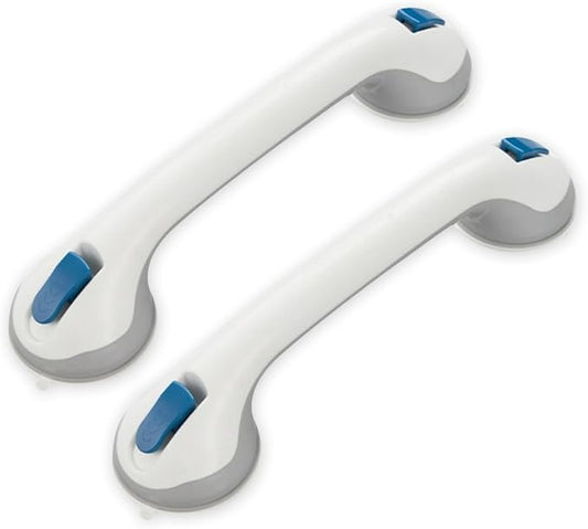 Grab Bars for Bathtubs and Showers, Suction Cup Shower Handle, Removable No Drill Bathroom Safety Assist Grip, Tool Free Install for Seniors and Adults, Shower, Tub, Toilet, RV, 2 Pack