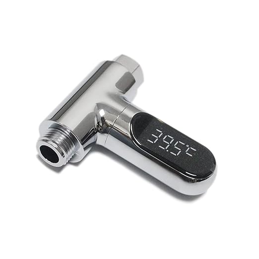 Baby Shower Water Thermometer, 360° Rotatable LED Digital Display with 3-Color Indicator, No Battery Hydropower Instant-Read Thermometer, Universal 1/2" Nut for Bathroom Kitchen Baby Bath