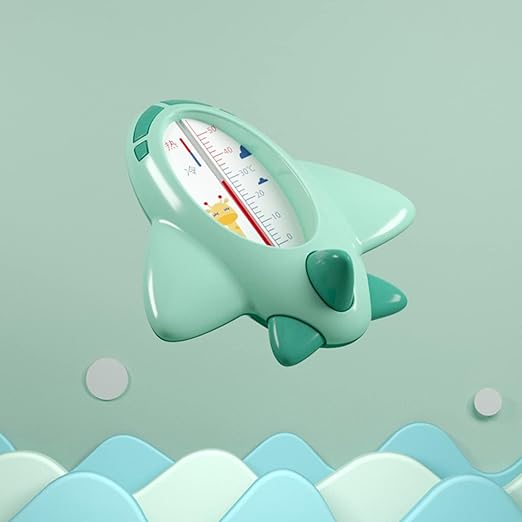 Baby Bath Thermometer, Infant Bath Thermometer Airplane Shape Lovely Multifunctional Infant Water Temperature Thermometer (Green)