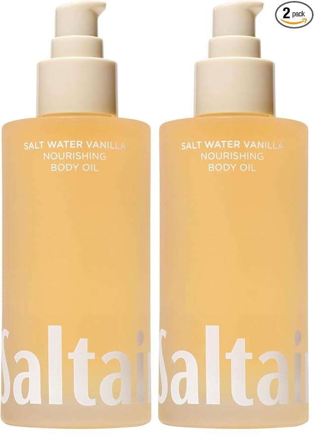 Saltair Body Oil - Luxurious Salt Water Vanilla After Shower and Bath Oil for Women and Men. Botanical, Non-Greasy, Well-Absorbing Moisturizer for Hydrating Dry Skin – 4oz Pump Bottle (Pack of 2)