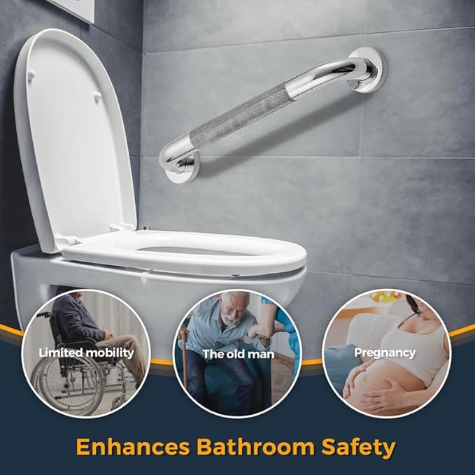 Grab Bars for Shower, 2 Pack 20-Inch Anti Slip Shower Handles for Elderly, Safety Shower Grab Bar, Stainless Steel Handicap Grab Bars for Bathroom (Polished Nickel 1" Diameter)