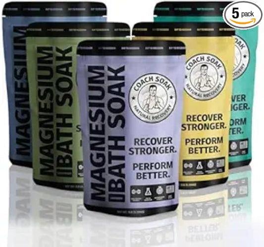 Coach Soak Magnesium Bath Soak - 15 lb, Mixed Scent Bundle Bath Salts | Epsom Salt Alternative, Fast-Absorbing Pure Flakes & Dead Sea Minerals for Relaxation & Soothing Relief