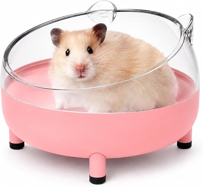 Meow&Woof Hamster Sand Bath Container, Large Sandbox Toilet Gerbil Batheoom, Tiny Chinchilla Dust Bathtub Sand Bath Box for Hamster Cage Accessories 5.2 Inch-Pink