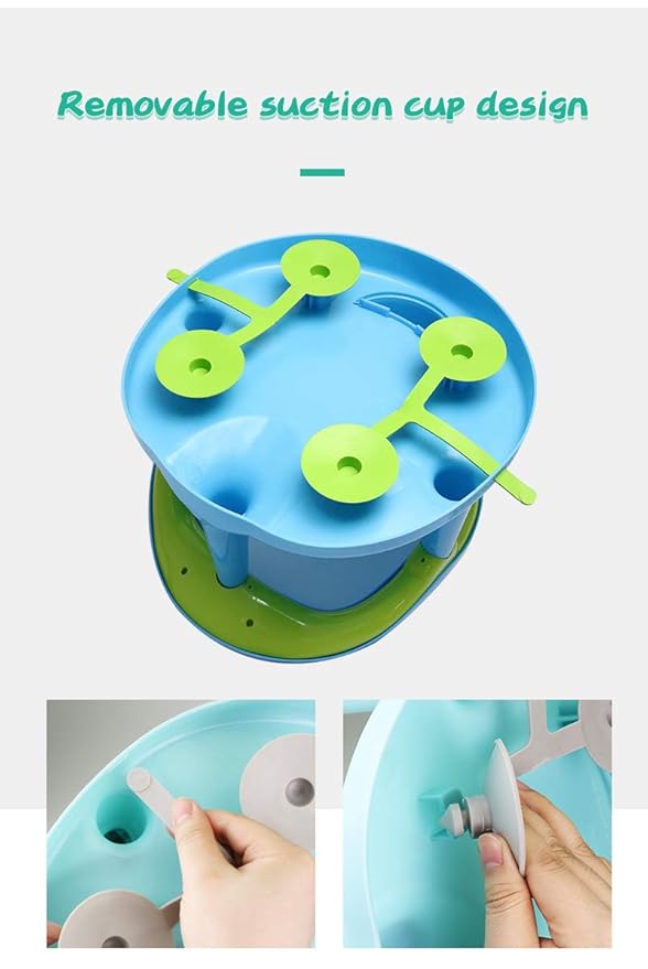 Newborn Infant Baby Bath Seat, Non-Slip Infants Baby Bath Chair for Bathtub, Cute Shape Baby Shower Chairs for Tub Sitting up, Surround Bathroom Seats for Baby 6-18 Months (Blue)