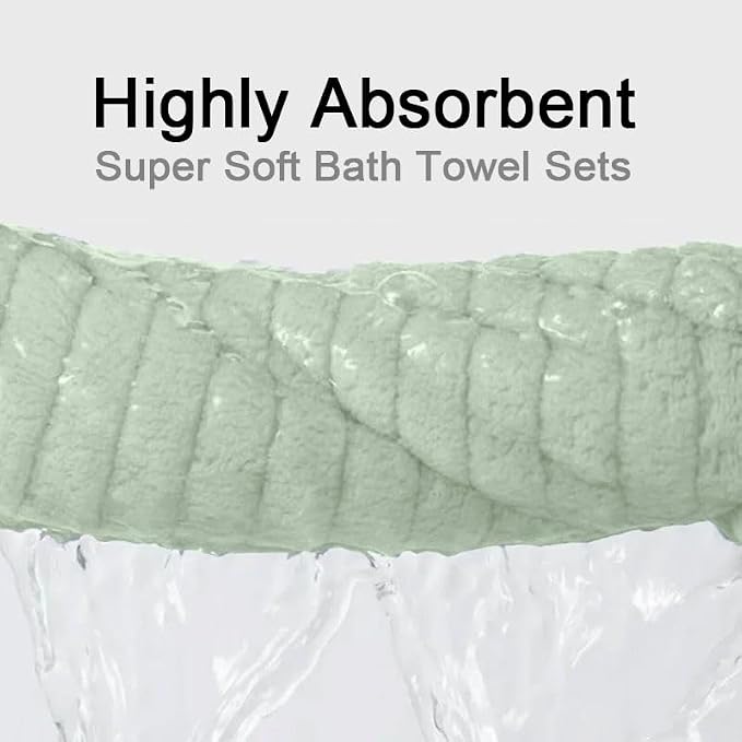 Hailea Hand Towels Set 16x31 Inches,Soft Microfibers Bathroom Towel Set 2 Pack,Highly Absorbent Quick Dry Luxury Towel Hotel Spa Gym Hand Towel Collection for Bathroom,Green