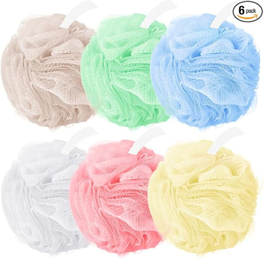 Amazerbst loofah,Shower loofah loofah Sponge,Sponge Body Scrubber for Women and Men (Grey Green Blue White Pink Yellow)