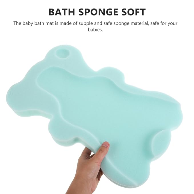 BESTonZON Baby Bath Sponge Pad Non Slip Soft Breathable Infant Bath Cushion Support Mat for Newborns and Toddlers 19.68X11.81X1.57 Inches Machine Washable