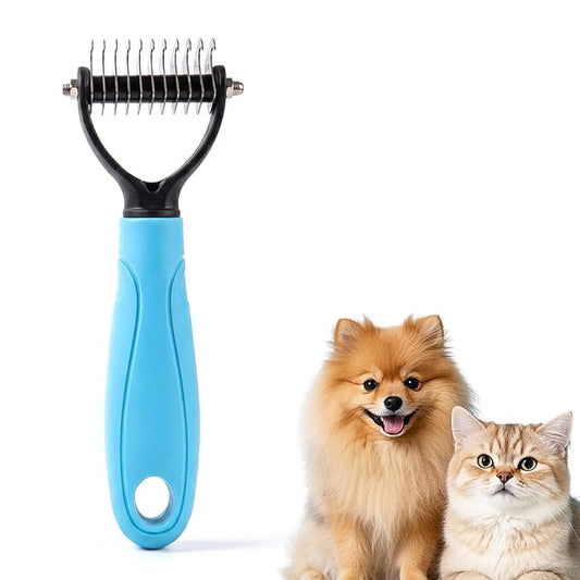 Pet Grooming Tool, 2026 New Undercoat Rake Deshedding Brush for Dogs & Cats, Double Sided Dematting Comb for Detangling Long Matted Fur (Blue, Small)