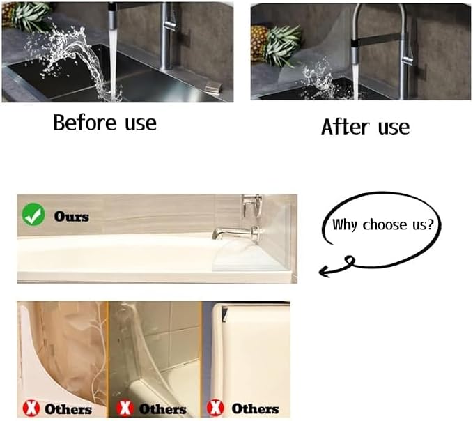 Shower Corner Water Guard, Large Size Tub Shower Water Guard, Shower Splash Guards,Bathtub Splash Guard Self-Adhesive Tub Guards to Keep Water in Tub (2pcs)
