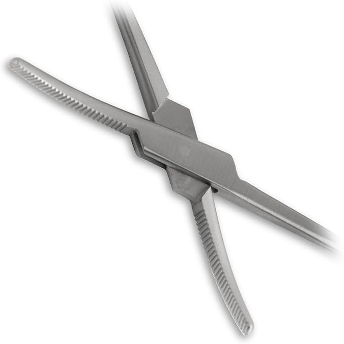 Jeffers Stainless Steel Artery Forceps Needle Holder, Locking Hemostat Veterinary Surgical Instrument, Stainless Steel Clamp, Suture Tool, Ligation Forceps, Vet Medical Tool - Curved 6.5"