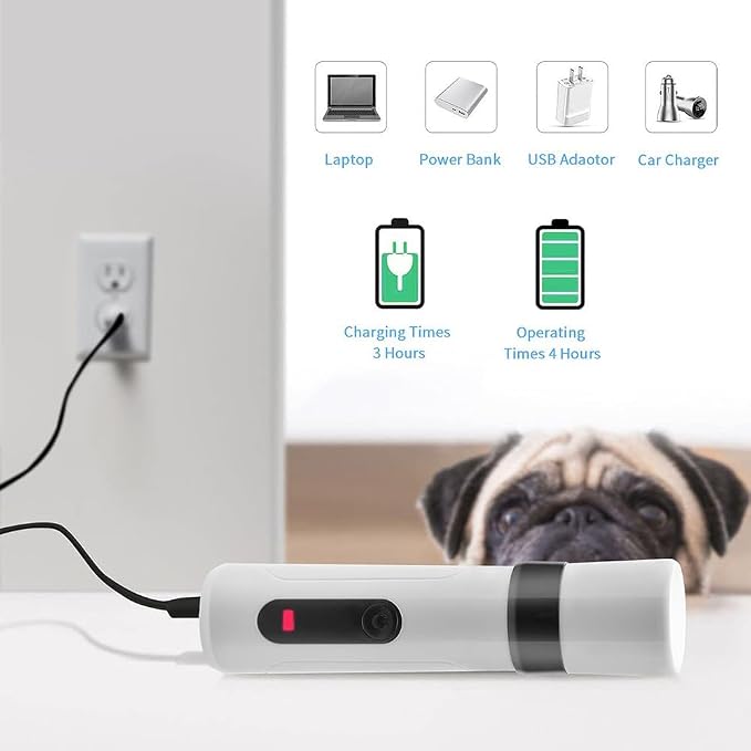 Silent Groom Pro Nail Grinder - Silent Groom Pro for Dogs and Cats, Dog Nail Trimmer with Replacement Grinding Heads, Quick USB Charge(with 2 Replacement Head)