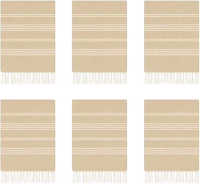 HAVLULAND Turkish Beach Towels, Set of 12, Oversized 72"x40" - Beige | Soft Hammam Peshtemal, Sand Free, Quick-Dry, Absorbent Bath Towel | Lightweight & Compact for Travel, Pool, Gym, Spa