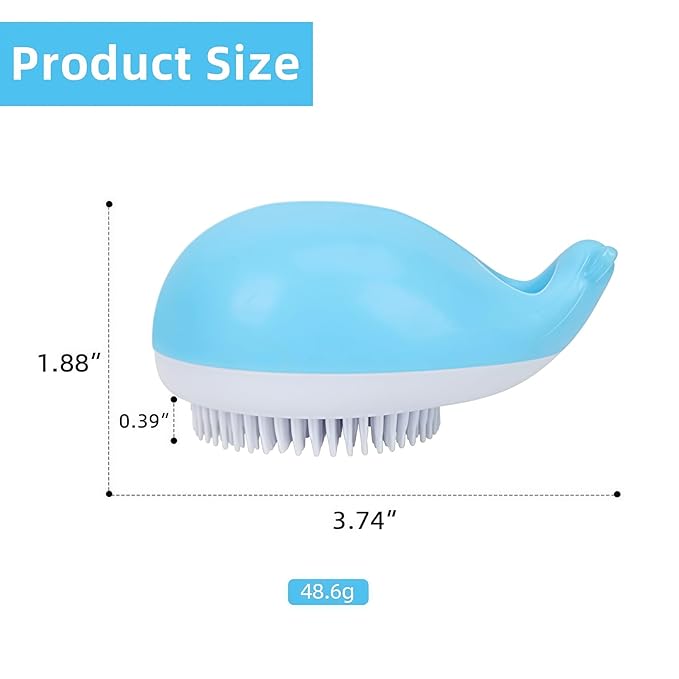 Whale-Shaped Pet Bath Massage Brush,Gentle Silicone Bristles for Dog and Cat Bathing & Massage,Shampoo Brush with Built-in Shampoo Dispenser