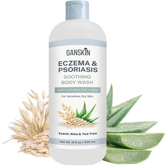 Eczema Body Wash – All Natural Eczema Soap, Dermatitis, Psoriasis Treatment for Dry Itchy Sensitive Skin Relief – Gentle Detoxifying, Healing, Anti-Itch, Oatmeal Goat Milk Bath Wash for Kids, & Adults