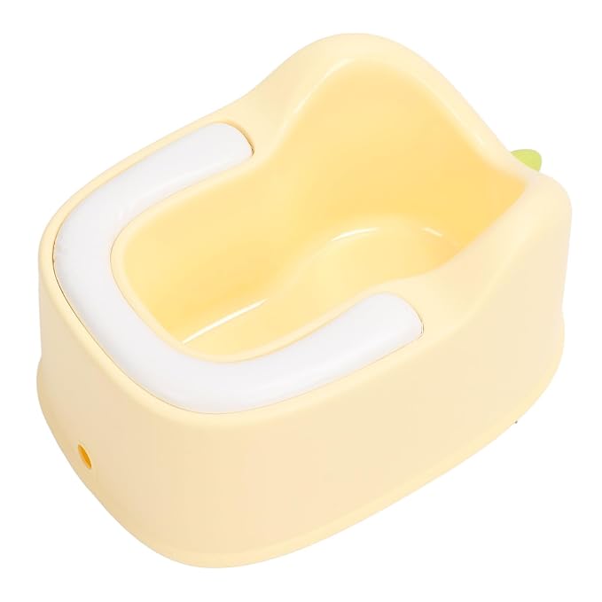 Ergonomic Baby Washing Basin for Toddlers with Soft PVC Cushion, Plastic Baby Washing Basin for Bathing and Buttocks (Yellow)