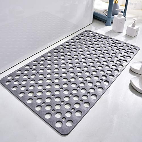 Casa and Beyond Shower Mat,Non Slip Bath Mat and Shower Mat with Suction Cups and Drain Holes,Bathroom Mat Easy to Clean Soft Machine Washable,Bathtub Mat Easy Dry&Cut (Gray,35" x 24"(Rectangular))