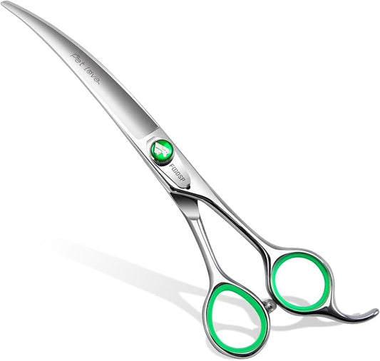 Professional Curved Dog Grooming Scissors 7.0 inch Downward Master Curved Grooming Shears for Dogs Pet Cat 30 Degree Japanese 440C Stainless Steel