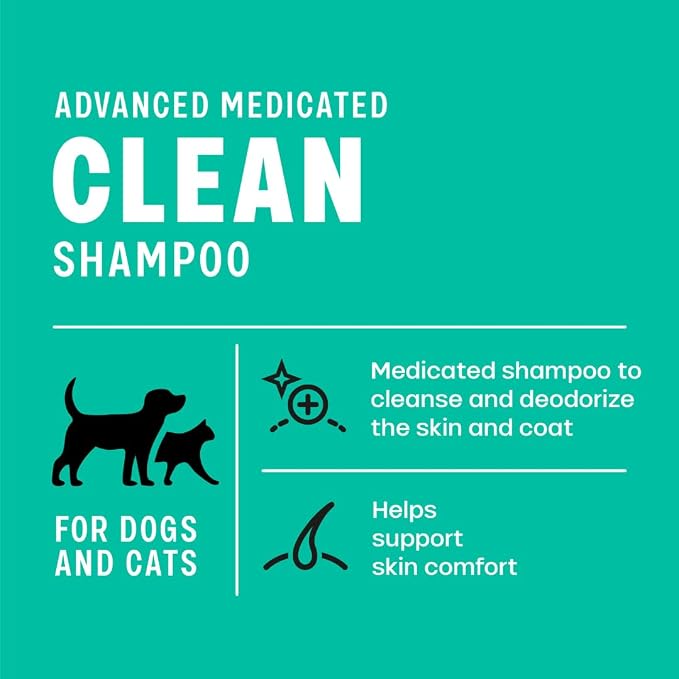 Advanced Medicated Clean Pet Shampoo, 1 Gallon - for Dogs and Cats, 3% Chlorhexidine, Professional Grade, Supports Skin and Coat Health, Made in The USA