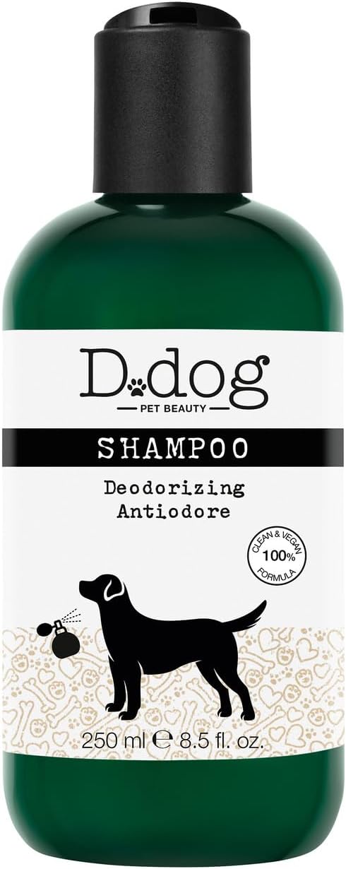 Diego dalla Palma D-Dog Pet Shampoo Deodorizing - Eliminates Bad Odor - Deodorant Shampoo - Hypoallergenic and Alcohol Free - Deeply Cleanses Hair of Impurities - Protects Skin and Coat - 8.5 Oz