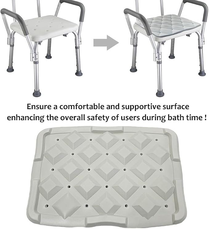 Shower Seat Cushion - Bath Chair Foam Mat Transfer Bench Pad Bath Stool for Disabled Handicap, Slip-Resistant, 11.4" W x 15.7" L x 0.83" H