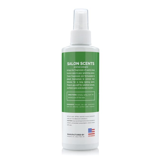 Bark2Basics Salon Scents Pet Grooming Cologne Spray - 8 oz, Natural Professional Groomer Perfume for Dogs and Cats, Long Lasting, Deodorizing, (Spring Water and Cucumber)