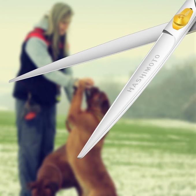 HASHIMOTO Dog Scissors for Large Dog Grooming, 8.0 inch Straight Shears - Light Weight, Balanced, Ergonomic Design for Professional Pet Groomers or Family DIY Use