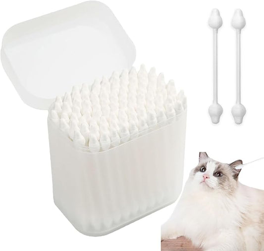 110 Pcs Dog Ear Cleaner Cotton Buds for Dogs Cat Ear Cleaner Tool Gourd Shaped Swabs Cotton Sticks for Pet's Ear