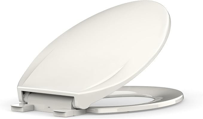 Toilet Seat, Elongated Fit, Soft Close Lid, Slow Close Noiseless Design, American Standard Compatible,Biscuit