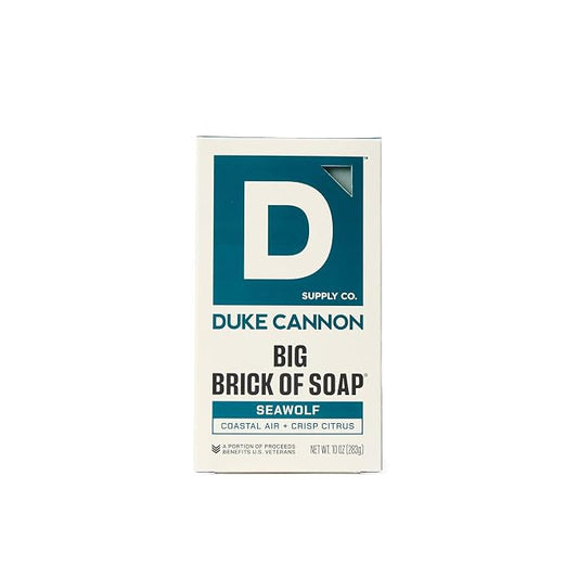 Duke Cannon Supply Co. Seawolf Big Brick of Soap for Men - 10 oz - Coastal Air + Citrus Scent - Triple-Milled Men's Bar Soap - Deep-Cleansing Bath Bar