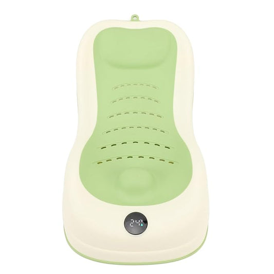 Asixxsix Baby Bath Support, Smart Temperature Sensing Non Slip Baby Bath Seat, Foldable Newborn Bathtub with Thermometer for Newborns Infants Toddlers (Green)
