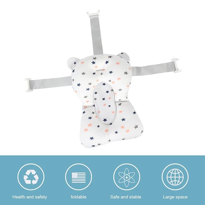 Baby Bath Pad, Breathable Soft Sink Baby Bath with Connectable Bath Mat, Bathtub Mat, Adjustable Nonslip Newborn Toddler Bath Cushion for 0 to 12 Months