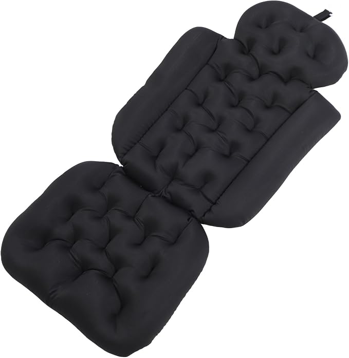 Full Body Bath Pillow, Bathtub Pillow with Non Slip Base, Ergonomic Full Body Bath Cushion for Tub Spa Pool Outdoor Use, Breathable Quick Drying Mesh Fabric Bathtub (Black)