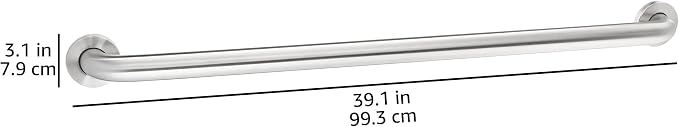 Amazon Basics Bathroom Safety Handicap Grab Bar, 36 Inch Length, 1.5 Inch Diameter, 500LBs Capacity, ADA Compliant, Stainless Steel