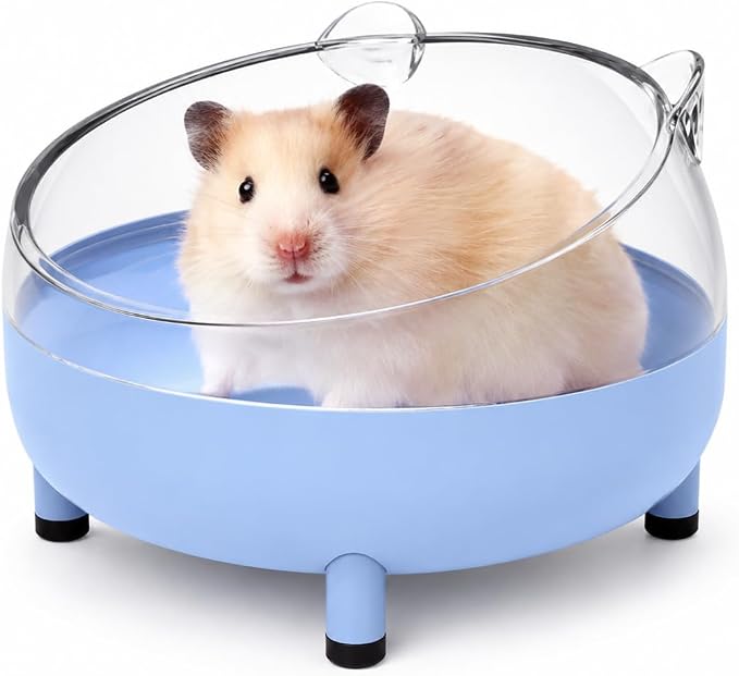 Meow&Woof Hamster Sand Bath Container, Large Sandbox Toilet Gerbil Batheoom, Tiny Chinchilla Dust Bathtub Sand Bath Box for Hamster Cage Accessories 5.2 Inch - Blue
