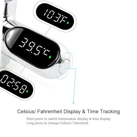 Shower Thermometer Display, LED Digital 0~100℃ Baby Bath Water Thermometer, Fahrenheit/Centigrade Display, 360° Rotating Screen, for Baby Kids Bathroom Kitchen