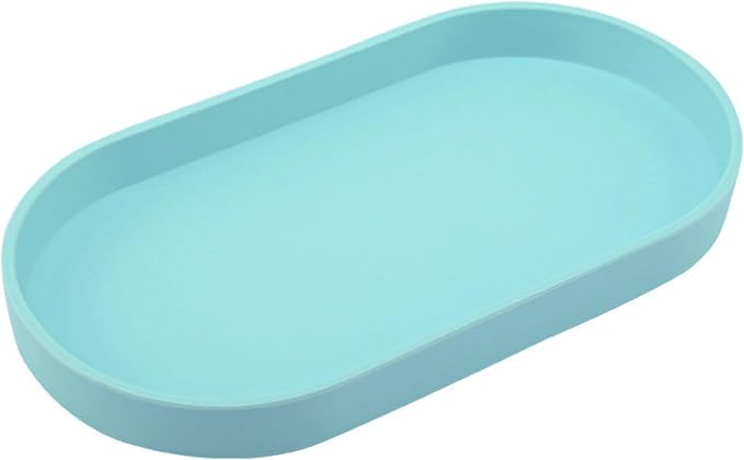 Blue Small Tray (10 inch), Oval Tray, Countertop Organizer | Small Serving Tray for Kitchen Counter, Bathtub Bathroom Vanity Items, Coffee Accessory, Bar, Seasoning, Salt & Pepper, Soap