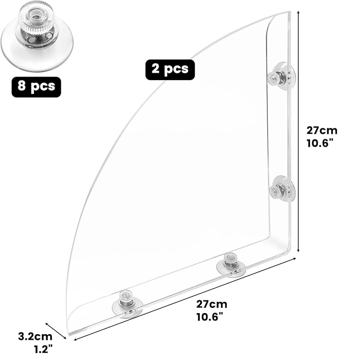 Daily Treasures 2Pcs Removable 10.6"x10.6" Large Shower Splash Guard with Silicone Sucker, Reusable Splash Guard for Shower, 3MM Thickened Bathtub Splash Guard,Detachable Bathtub Splash Guard for Tub