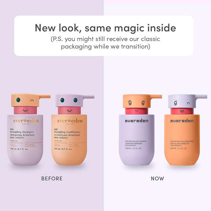 Evereden Kids Detangling Shampoo & Conditioner Set, Ages 3+ | Dermatologist-Tested, Gentle, No Silicones | With Plant Protein Peptides & Argan Oil | Vegan Children's Haircare, Sulfate & Paraben-Free