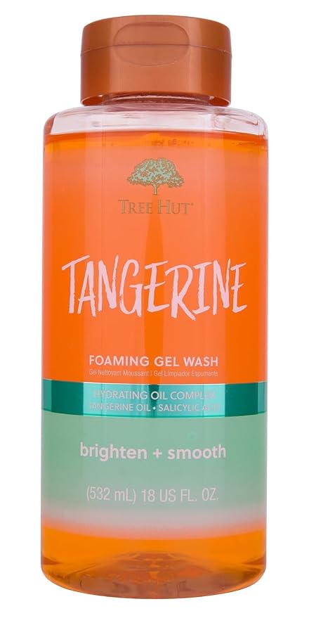 Tree Hut Tangerine Body Wash, Hydrating & Moisturizing Shower Gel with Shea Butter & Essential Oils, Soft Smooth Glowing Skin, Gentle Cleanser For All Skin Types, Self Care Gifts for Women, 18 Fl Oz