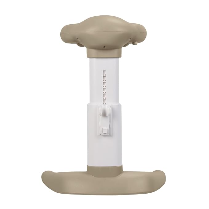 Foldable Design Baby Shower Stand with Armrest High Stability Adjustable Height Baby Shower Standing Support, Collapsible Kids Showering Rack with Head Holder Khaki