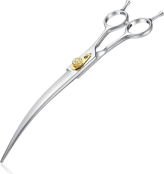 Dream Reach Curved Dog Scissors - 8 Inch Professional Pet Grooming Shears with Adjustable Screw, Curved Shears for Trimming Face and Paws