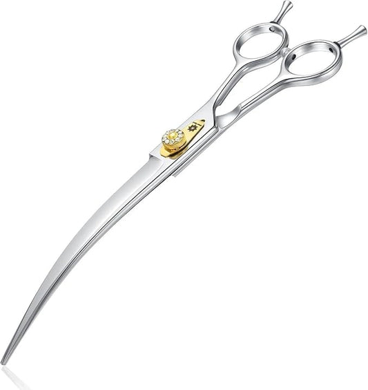 Dream Reach Curved Dog Scissors - 8 Inch Professional Pet Grooming Shears with Adjustable Screw, Curved Shears for Trimming Face and Paws