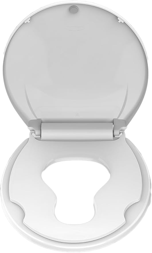 17” Round Toilet Seat with Built-in Toddler Seat for Easy Potty Training, Baby Toilet lid 2 in 1, Easy Install and Clean, PP Material Safe and No Loosen, Perfect for Both Adults and Children, White