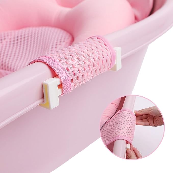 Baby Bath Seat Support Net Soft Infant Bathing Seat Support Mat Suspension Shower Pad Adjustable Non-Slip Newborn Bathtub Sling Mat Baby Sink Bather Tub Shower Net Bathtub Sit Up Mesh 0-6 Month