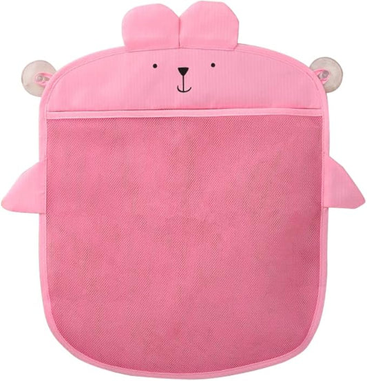 Surakey Bath Toy Storage Kids, Toddlers, Baby Bath Organizer | Tub, Bathtub, Bathroom Toy Holder | Quick Dry Net, Two Suction Cups | Shower Caddy Hanging Mesh Basket Waterproof Toy (Pink)