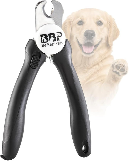 Be Best Pets Pet Nail Clippers for Dogs & Cats - Professional Nail Trimmer with Safety Guard & Sharp Stainless-Steel Blades - Non-Slip Handle Pet Grooming Clippers for All Breeds - Nail File Included