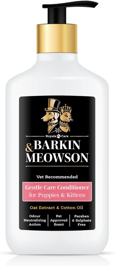 Barkin & Meowson Gentle Care Conditioner for Puppies & Kittens 350ml / 11.83 fl.oz - Oat Extract, Pet-Friendly Scent